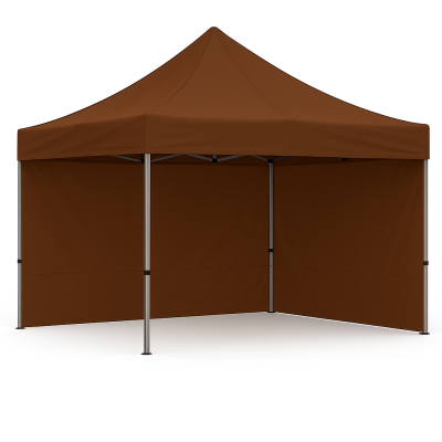 Barnum pliant 3x3 Acier Marron avec parois ATB