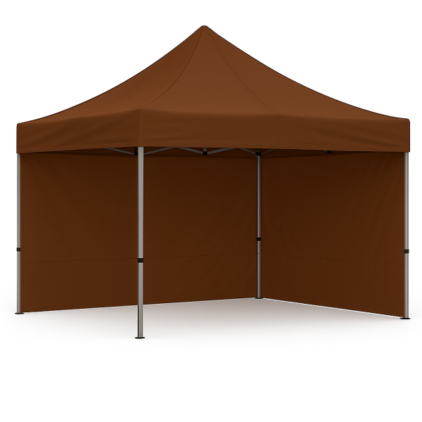 Barnum pliant 3x3 Acier Marron avec parois ATB