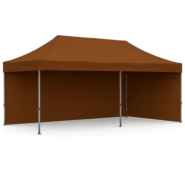 Barnum pliant 3x6 Acier Marron avec parois ATB