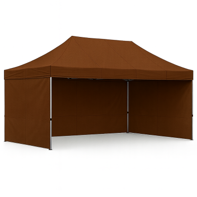 Barnum pliant 3x4,5 acier Marron avec parois ATB