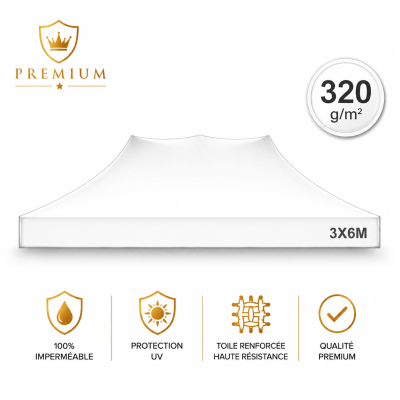 Toit rechange Tente Barnum 3x6 Blanc