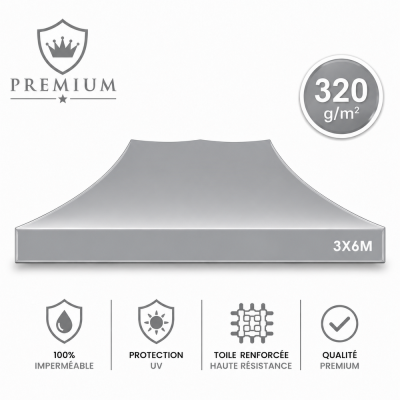 Bache de Toit Barnum 3x6m gris ATB Premium