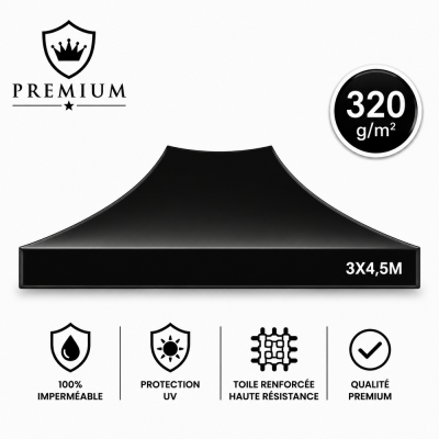 Toit rechange Tente Barnum 3x4.5 Noir premium
