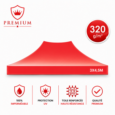 Toit rechange Tente Barnum 3x4.5 Rouge premium