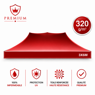 Toit rechange Tente Barnum 3x6 Rouge premium