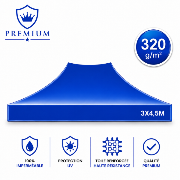 Bâche de Toit Tente et Barnum 3x4.5m bleu ATB Premium