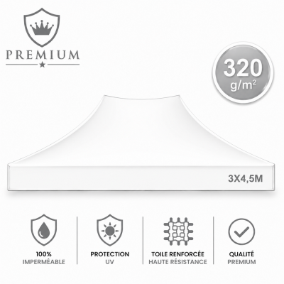 Toit rechange Tente Barnum 3x4.5 Blanc premium