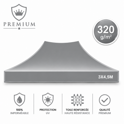 Toit rechange Tente Barnum 3x4.5 Gris premium