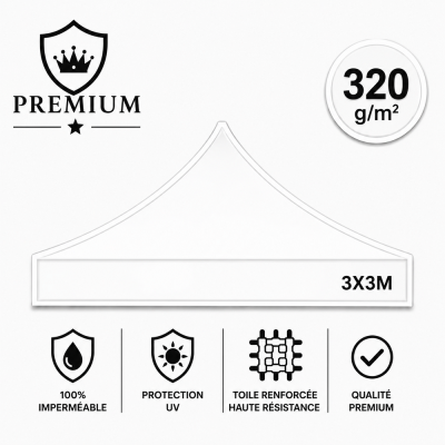 Toit rechange Tente Barnum 3x3 Blanc premium