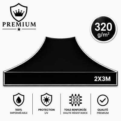 Toit rechange Tente Barnum 2x3 Noir premium
