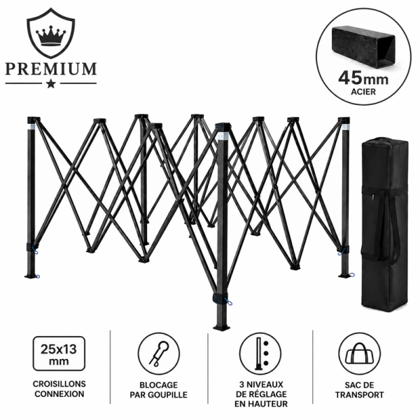 Structure pliante acier Premium gamme 45 mm