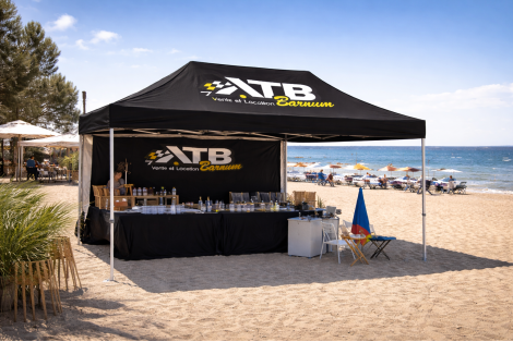 Barnum pliant pro 3x4.5m aluminium au bord de la mer